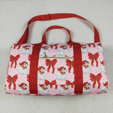 Load image into Gallery viewer, Christmas Red Ruffle Bows Santa Print Zipper Gym Bags
