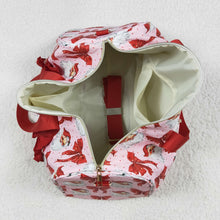 Load image into Gallery viewer, Christmas Red Ruffle Bows Santa Print Zipper Gym Bags
