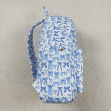 Load image into Gallery viewer, Baby Kids Sky Blue Bows Plaid Zipper School Back Bags
