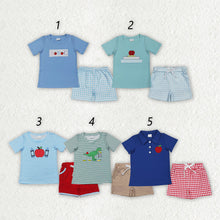 Load image into Gallery viewer, Sibling Embroidery Baby Boys Top Shorts Back To School Clothes Sets
