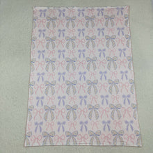 Load image into Gallery viewer, Baby Toddler Girls Pink Blue Bows Minky Blankets
