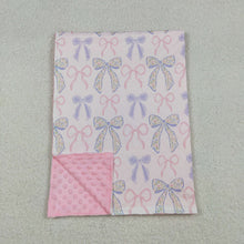 Load image into Gallery viewer, Baby Toddler Girls Pink Blue Bows Minky Blankets
