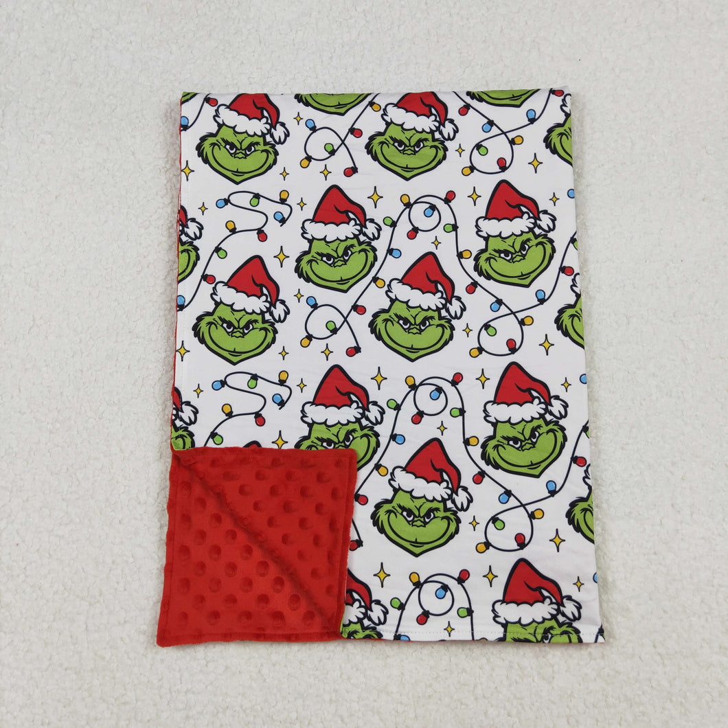 Baby Kids Christmas Lights Green Face Plaid Blankets