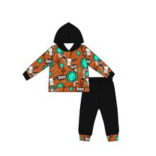 Load image into Gallery viewer, Baby boys girls west cow hooded fall clothes sets

