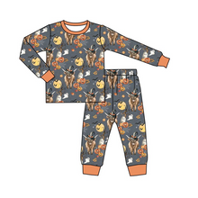 Load image into Gallery viewer, Baby boys fall cow pumpkin pajamas pants sets
