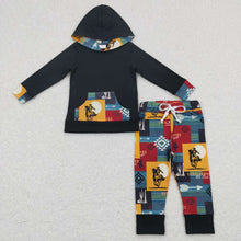 Load image into Gallery viewer, Sibling Baby Boys Western Hooded Tops Pants Clothes Sets
