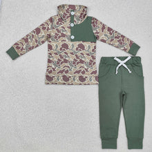 Load image into Gallery viewer, Baby Boys Fall Green Camo Pullovers Tops Shirt Pants Clothes Sets
