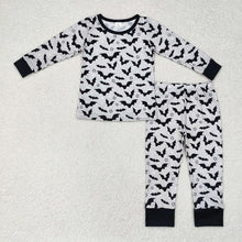 Load image into Gallery viewer, Baby Boys Halloween Grey Bats Top Pants Bamboo Pajamas Clothes Sets
