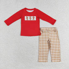 Load image into Gallery viewer, Baby Boys Christmas Gingerbread Top Checkered Pants Clothes Sets
