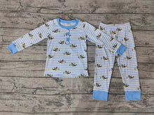 Load image into Gallery viewer, Baby Boys Blue Stripes Ducks Top Pants Pajamas Clothes Sets
