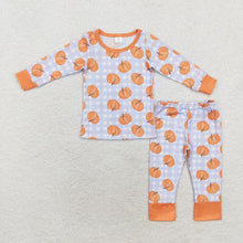 Load image into Gallery viewer, Baby Boys Orange Pumpkin Top Pants Bamboo Pajamas Clothes Sets
