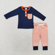 Load image into Gallery viewer, Baby Boys Navy Pocket Top Stripes Pants Clothes Sets
