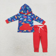Load image into Gallery viewer, Baby Boys Navy Dinosaurs Hooded Top Pants Clothes Sets
