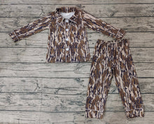 Load image into Gallery viewer, Baby Boys Camo Fall Green Buttons Top Pants Pajamas Clothes Sets
