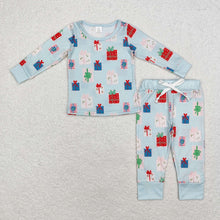 Load image into Gallery viewer, Baby Girls Blue Gifts Christmas Bamboo Pajamas Clothes Sets
