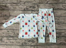 Load image into Gallery viewer, Baby Girls Blue Gifts Christmas Bamboo Pajamas Clothes Sets
