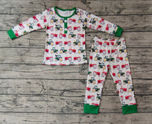 Load image into Gallery viewer, Baby Boys Tractors Farm Green Bamboo Pajamas Clothes Sets
