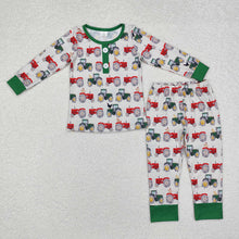 Load image into Gallery viewer, Baby Boys Tractors Farm Green Bamboo Pajamas Clothes Sets
