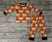 Load image into Gallery viewer, Baby Kids Halloween Orange Dogs Spider Top Pants Pajamas Clothes Sets
