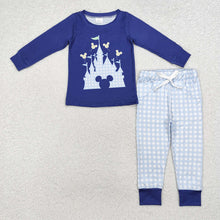 Load image into Gallery viewer, Baby Boys Blue Castle Cartoon Top Pants Pajamas Clothes Sets
