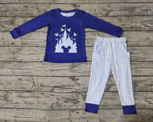 Load image into Gallery viewer, Baby Boys Blue Castle Cartoon Top Pants Pajamas Clothes Sets
