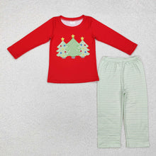 Load image into Gallery viewer, Baby Boys Red Christmas Tree Top Checkered Pants Clothes Sets
