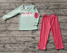 Load image into Gallery viewer, Baby Boys Christmas Santa Top Red Checkered Pants Outfits Sets
