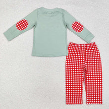 Load image into Gallery viewer, Baby Boys Christmas Santa Top Red Checkered Pants Outfits Sets
