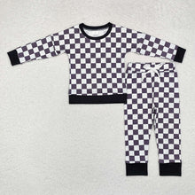 Load image into Gallery viewer, Baby Boys Black Checkered Top Pants Pajamas Outfits Sets

