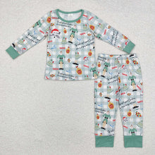 Load image into Gallery viewer, Baby Kids Christmas Shelf Checkered Bamboo Pajamas Outfits Sets
