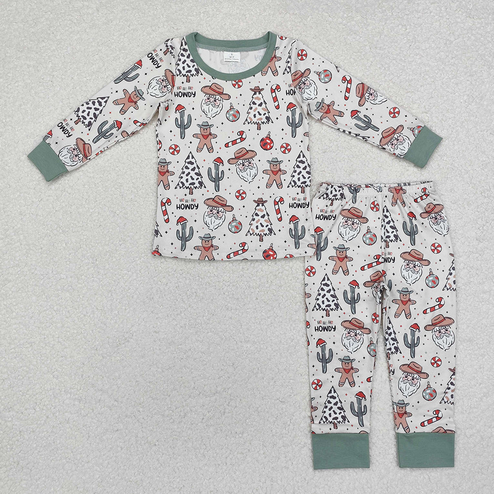 Baby Boys Christmas Western Tree Top Pants Pajamas Clothes Sets