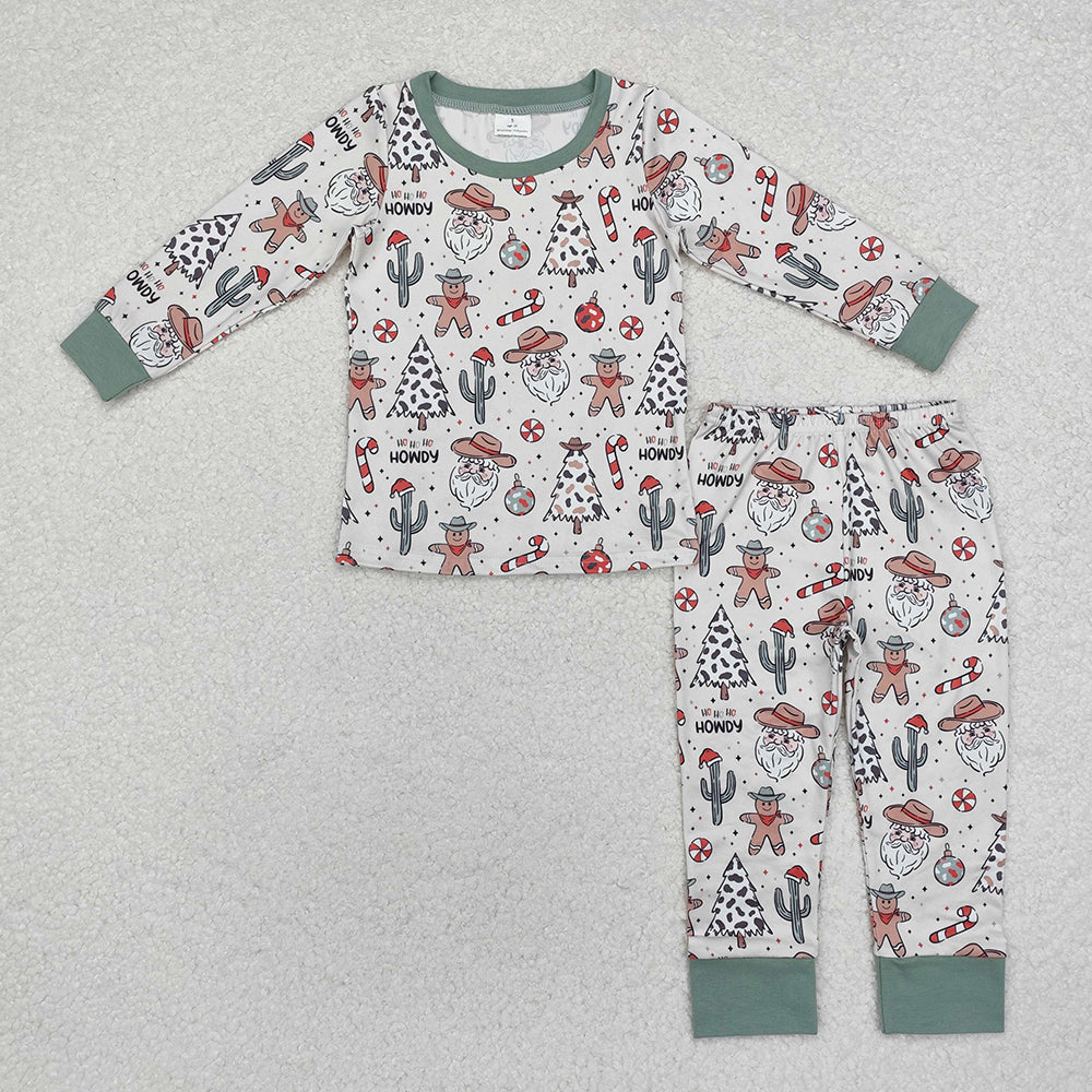 Sibling Girls Baby Boys Christmas Western Tree Rompers Pajamas