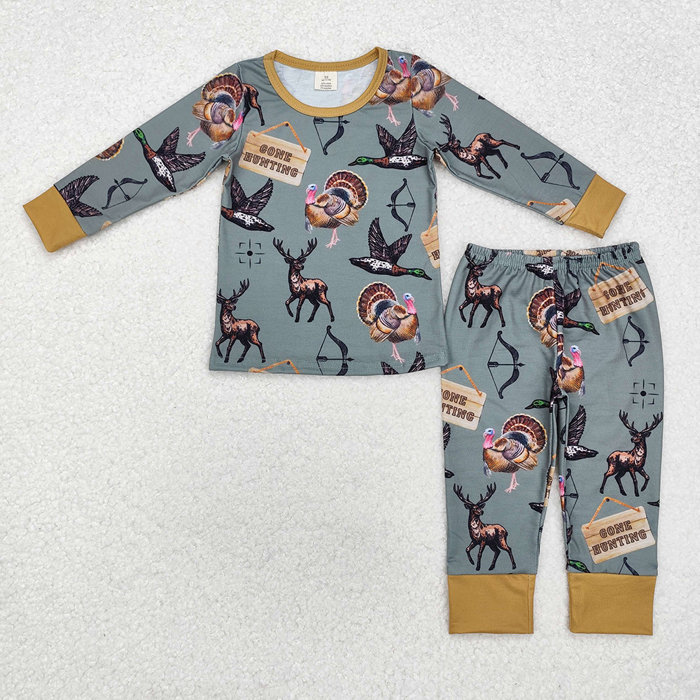 Family Sibling Baby Boys Hunting Ducks Bamboo Rompers Pajamas Clothes Sets