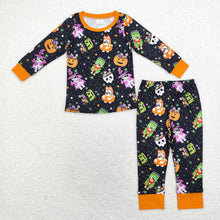 Load image into Gallery viewer, Baby Boys Halloween Dog Pumpkins Top Pants Pajamas Clothes Sets
