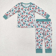 Load image into Gallery viewer, Baby Boys Christmas Santa Tree Top Checkered Pants Bamboo Pajamas
