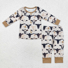 Load image into Gallery viewer, Baby Boys Western Cow Black Bamboo Pajamas Clothes Sets
