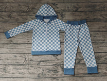 Load image into Gallery viewer, Baby Boys Green Checkered Zip Top Pants Clothes Sets
