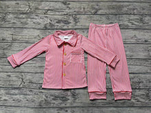 Load image into Gallery viewer, Baby Boys Red Stripes Buttons Shirts Pants Pajamas Clothes Sets
