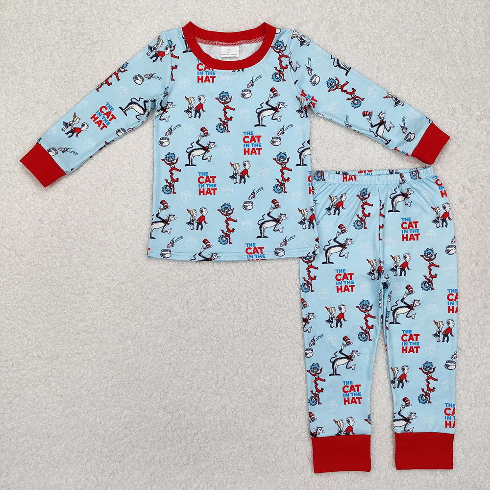 Baby Boys Cat Reading Top Pants Pajamas Clothes Sets