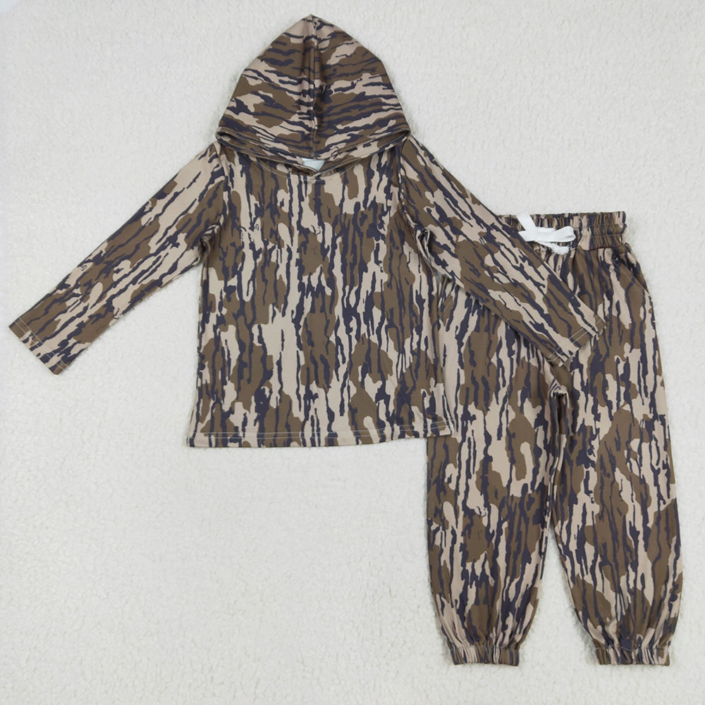 Baby Boys Bottomland Camo Hooded Top Pants Outfits Clothes Sets