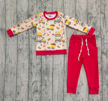 Load image into Gallery viewer, Baby Boys Christmas Excavators Hats Top Pockets Legging Pant Sets
