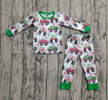 Load image into Gallery viewer, Baby Boys Long Sleeves Trucks Trees Flags Top Pant Pajamas Set
