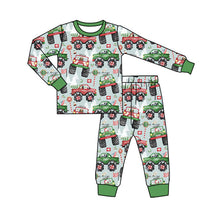 Load image into Gallery viewer, Baby Boys Long Sleeves Trucks Trees Flags Top Pant Pajamas Set
