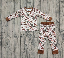 Load image into Gallery viewer, Baby Boys Brown Western Bull Skull Cactus Top Pant Pajamas Sets
