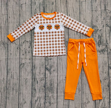 Load image into Gallery viewer, Embroidery Turkey Baby Boys Checked Top Pockets Pant Thanksgiving Clothes Set
