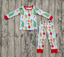 Load image into Gallery viewer, Baby Boys Christmas Trees Cartoon Face Top Pant Pajamas Sets
