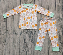 Load image into Gallery viewer, Baby Boys Fall Green Pumpkins Top Pant Fall Pajamas Sets
