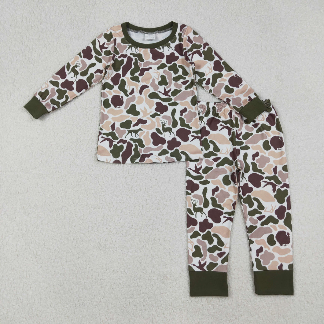 Baby Boys Deer Ducks Dogs Camo Top Pants Western Pajamas Sets