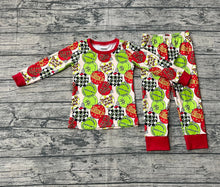 Load image into Gallery viewer, Baby Boys Grin Lights Plaid Top Pants Christmas Pajamas Sets

