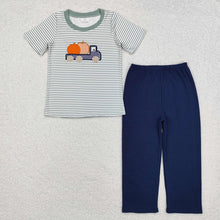 Load image into Gallery viewer, Sibling Baby Boys Pumpkins Truck Pumpkin Rompers Clothes
